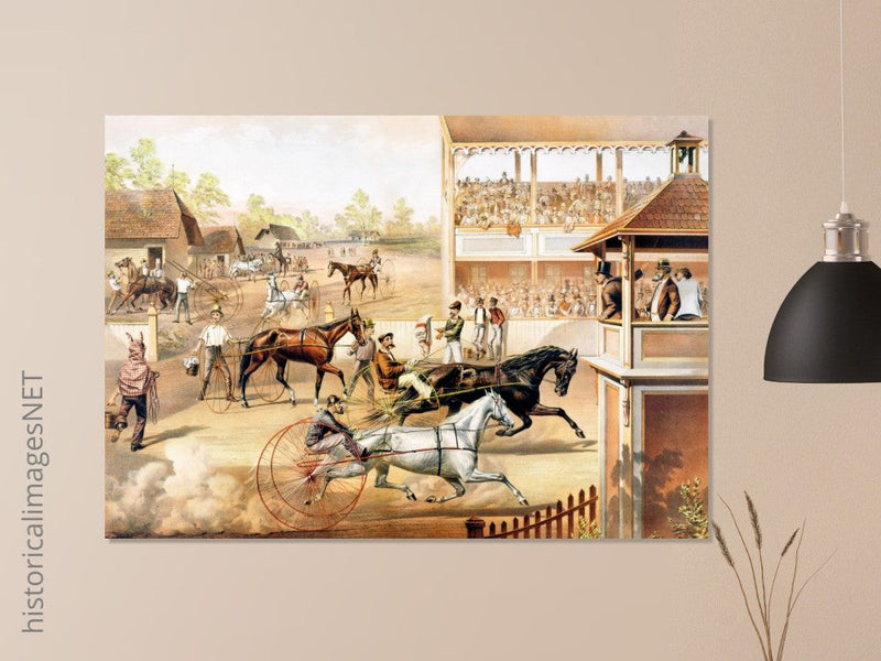 Harness racing .Ready for the Trot Bring up Your Horses by Nathaniel Currier.
