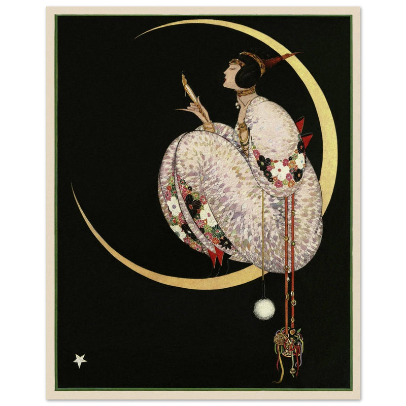 George Wolfe Plank fashion magazine illustration 1917. Woman on moon looking at her mirror.