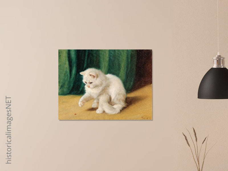 Cat with Ladybird old painting by Arthur Heyer.