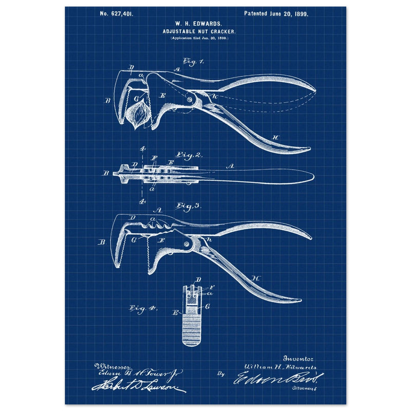 Vintage Adjustable Nut Cracker patent by William H. Edwards.