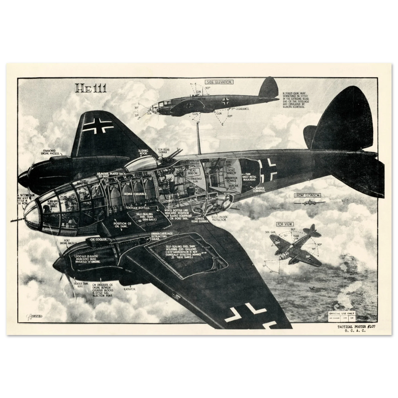 Heinkel He111 bomber - Vintage german war plane Second World War Reproduction
