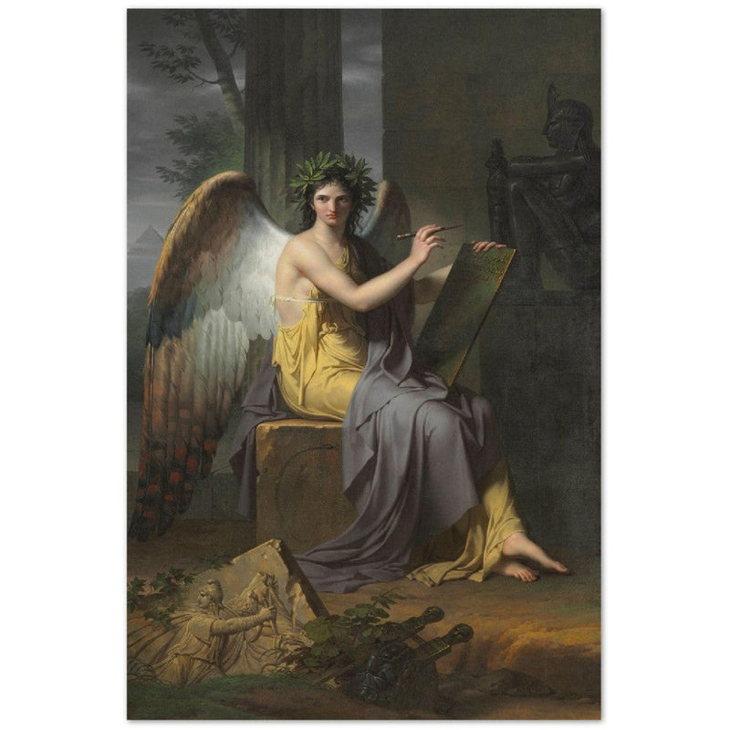 Clio Muse of History by Charles Meynier 1800. Antique painting art print. Winged greek goddess.