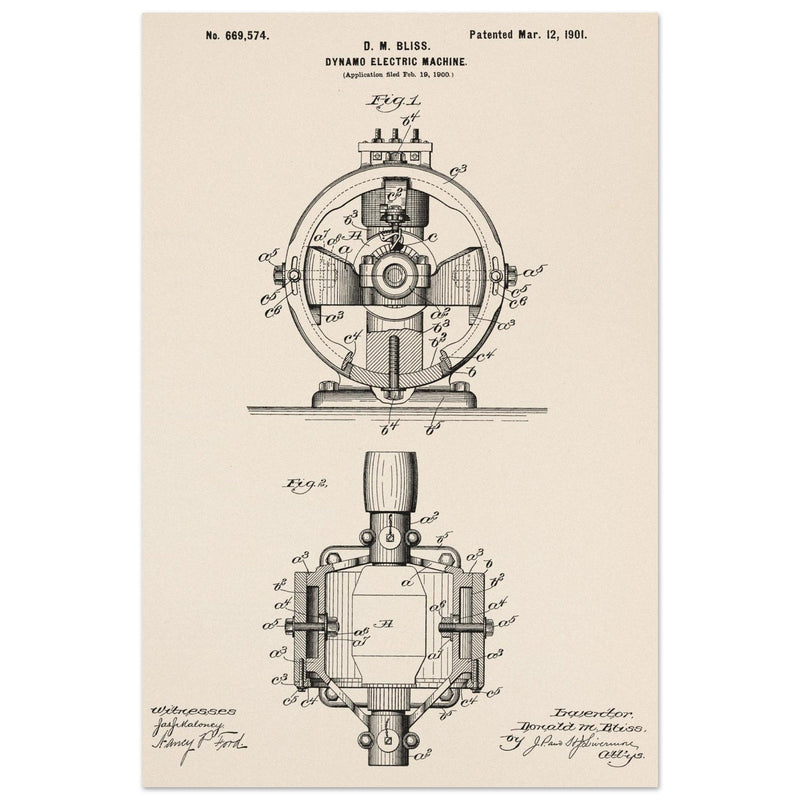 Dynamo electric machine patent by D M Bliss.