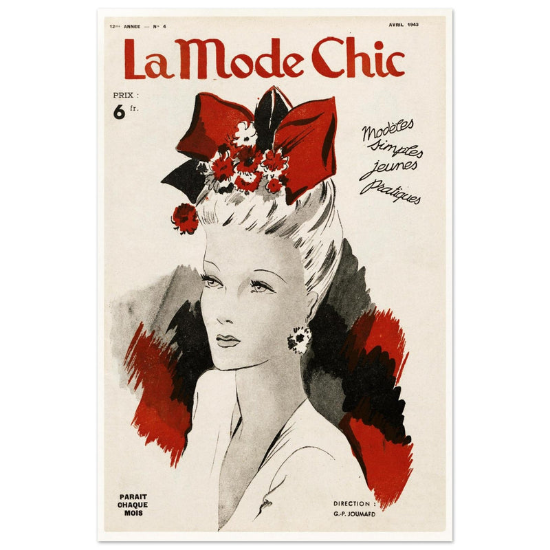 La Mode Chic old vintage fashion magazine cover from the 40s. April 1943.