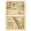 Leonardo da Vinci Atlantic Codex (Codex Atlanticus) Giant crossbow drawing reproduction.