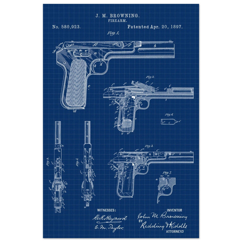 Firearm patent by John Moses Browning 1897 .