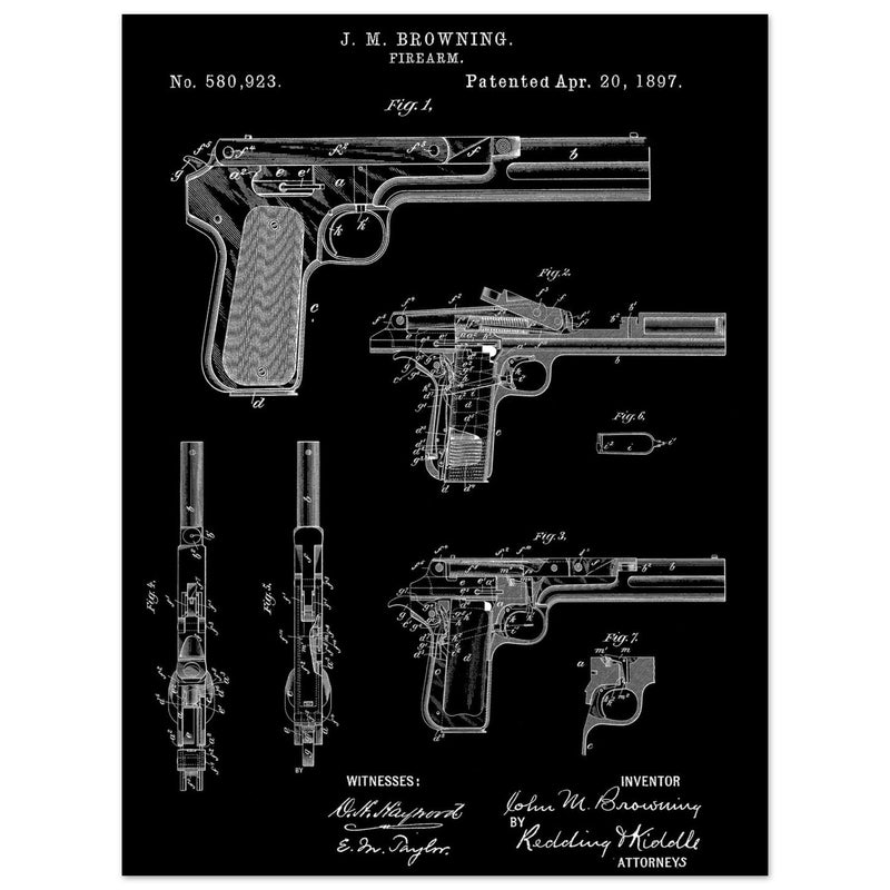 Firearm patent by John Moses Browning 1897 .