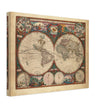 1660 Ancient old world map. Double hemisphere antique map reproduction.