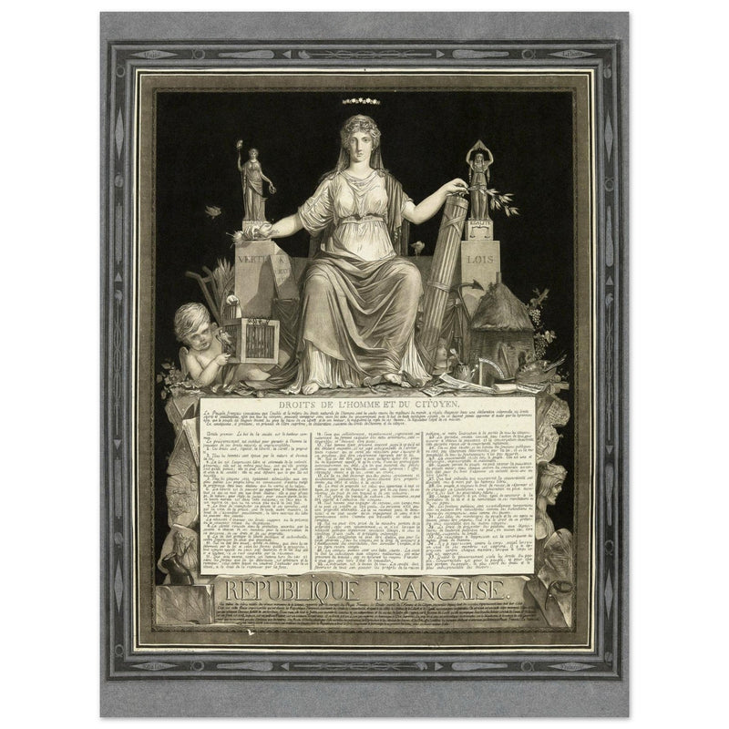 La République Française promulguant les Droits de l'Homme et du Citoyen. Human rights established during the French Revolution