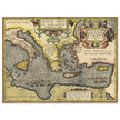 Ancient map of Europe and Asia tracing the sea route to Troy across the Mediterranean sea by Abraham Ortelius