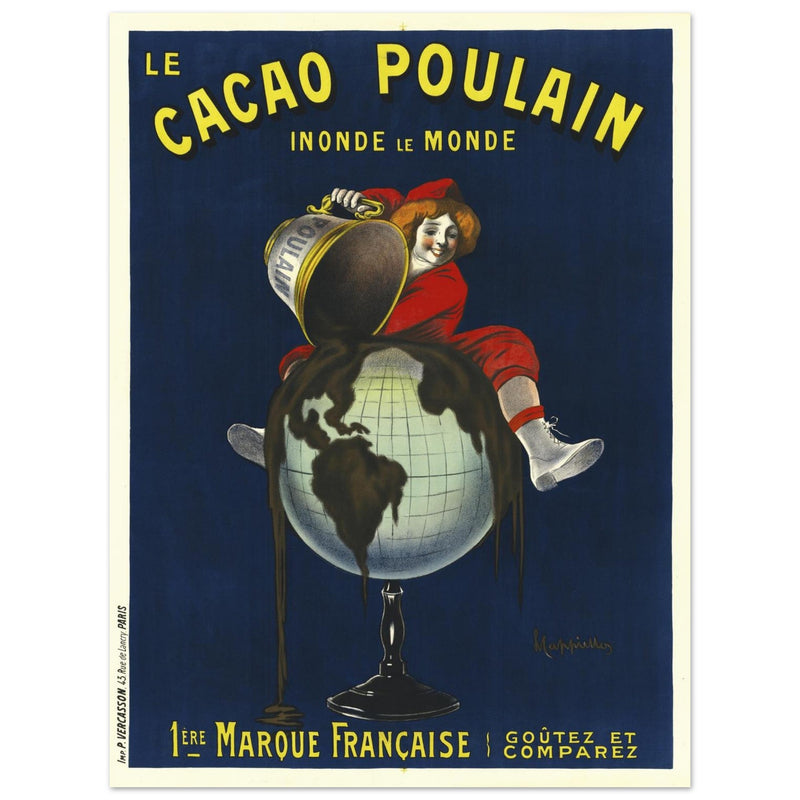 Le Cacao Poulain vintage advertising poster by Leonetto Cappiello.