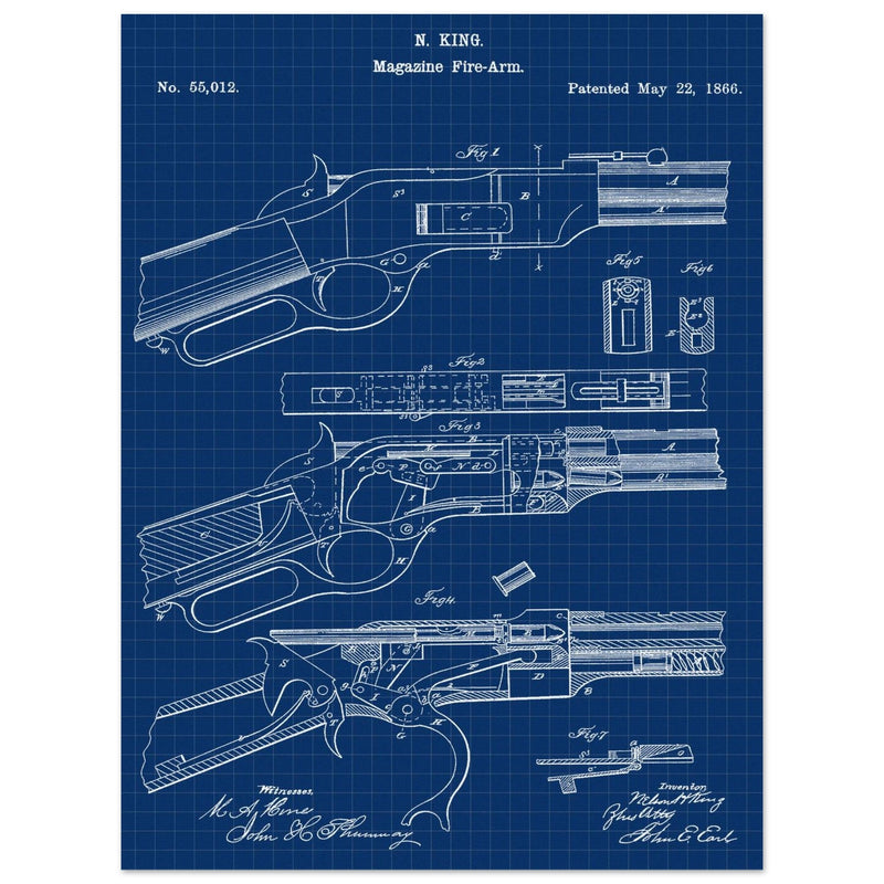 Magazine Fire arm patent 55012 by N kinf.