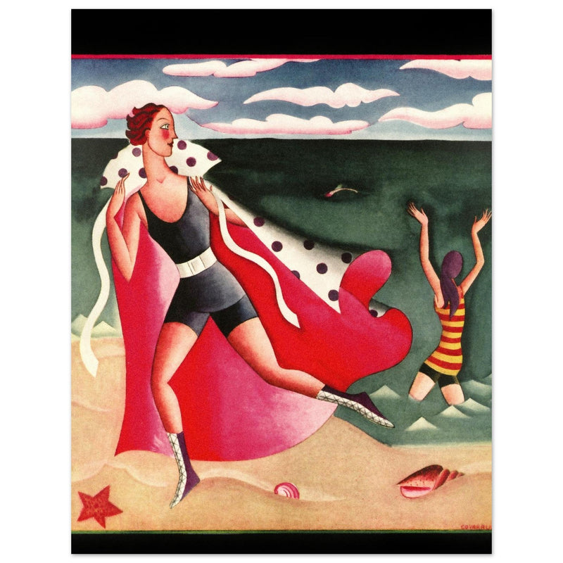 Miguel Covarrubias cover art for a fashion magazine. Women at the beach.