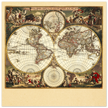 Antique world map. 1660 double-hemisphere world map titled Nova Orbis Tabula, in Lucem Edita by Frederik de Wit
