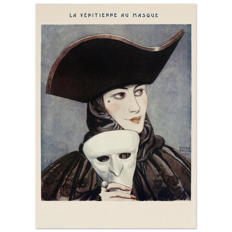 La Venitienne au Masque illustration published in Fantasio vintage magazine by George Barbier.