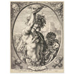 Bacchus in Half-Length by Hendrick Goltzius 1596. Roman God of wine vintage engraving .