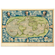 Ancient vintage old map of the world poster reproduction by Guillaume Le Testu 1555