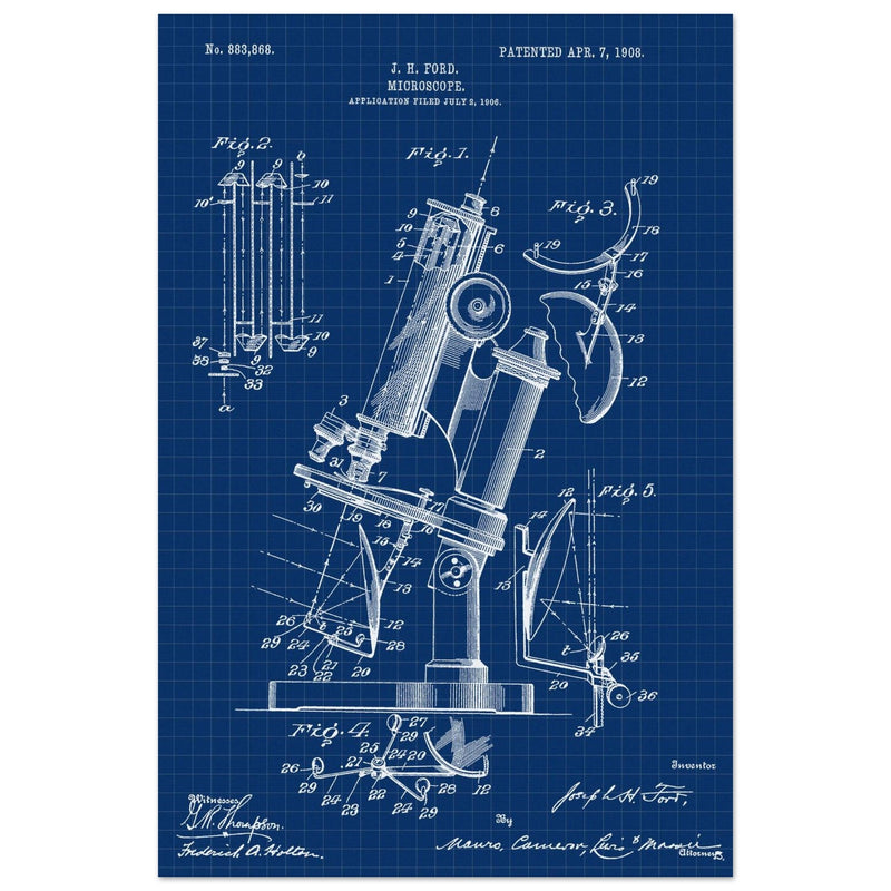 vintage microscope patent by J H Ford.