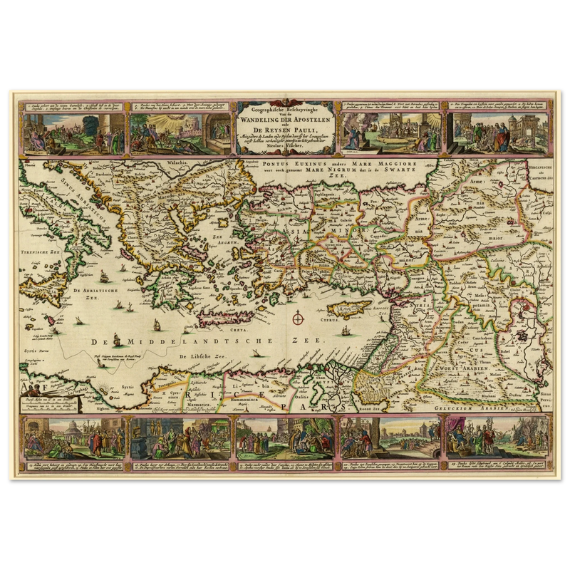 Ancient map Geographic Description of the Travels of the Apostles and the Journeys of Paul by Nicolaes Visscher