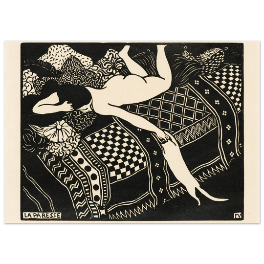 Laziness by Felix Vallotton 1896. Woman with cat.