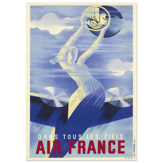 Air France vintage historic advertising poster.