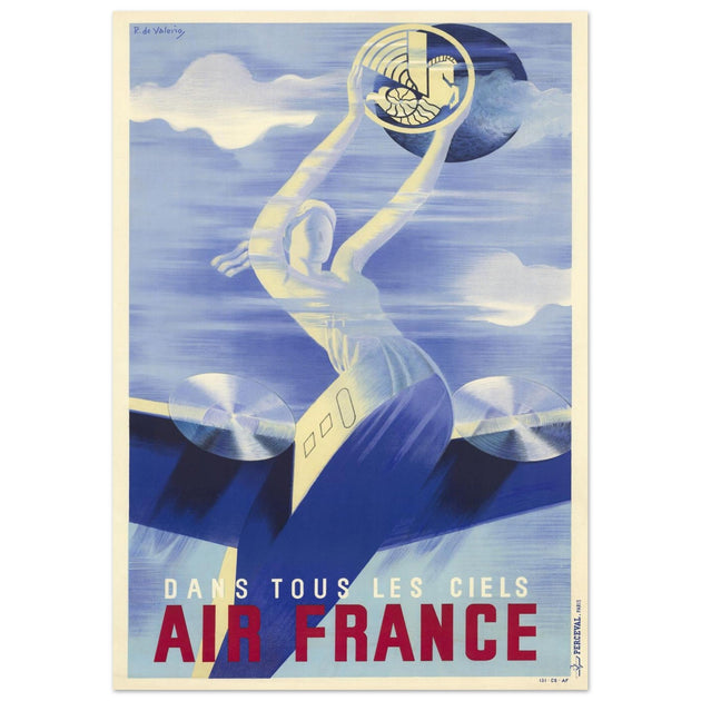 Air France vintage historic advertising poster.