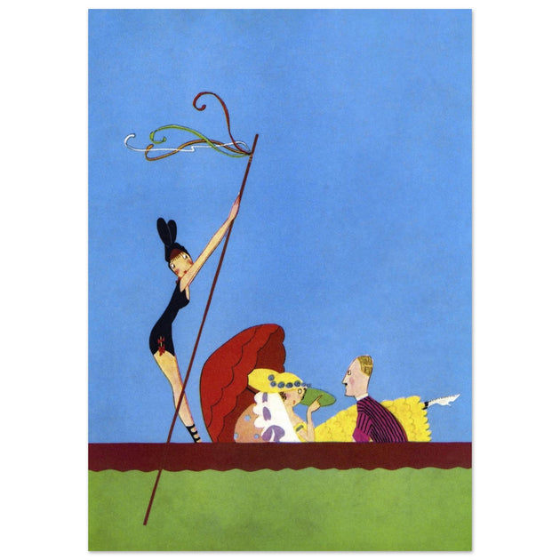 John Held Junior vintage illustration for fashion magazine cover.