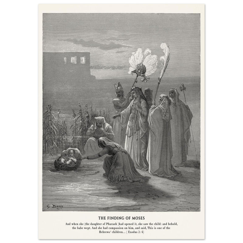 Gustave Dore The Bible engraving print . The finding of Moses illustration .