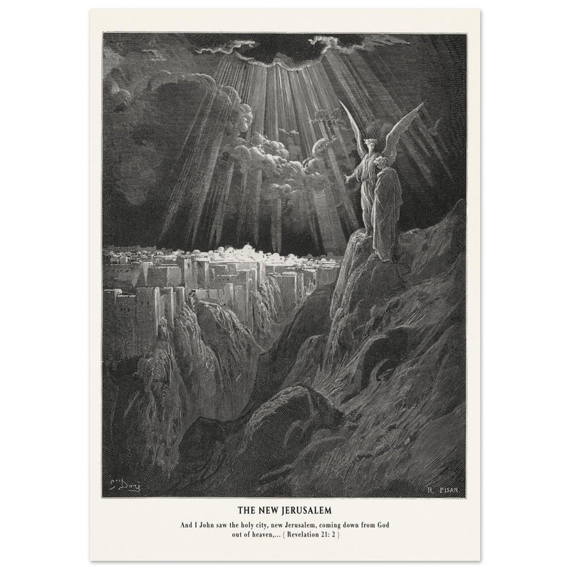 Gustave Dore The Bible engraving print . The New Jerusalem illustration .