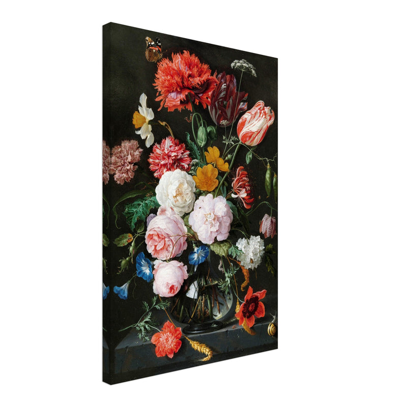 Flowers in a Glass Vase by Jan Davidsz. de Heem XVII Century Canvas reproduction