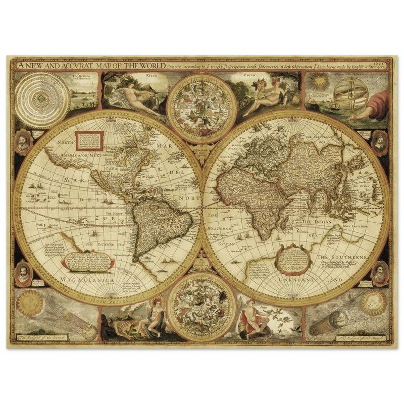 Ancient old world map of the XVII century by John Speed.