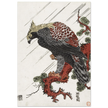 Eagle on pine branch in rain, by Isoda Koryusai