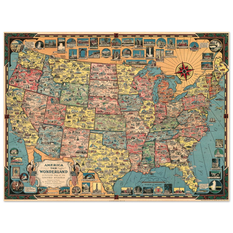 America the Wonderland: A Pictorial Map of the United States by Ernest Dudley Chase.