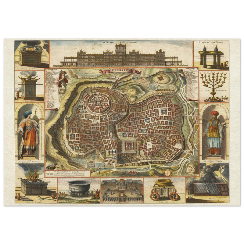 Jerusalem ancient map XVII Century by Daniel Stoopendael.