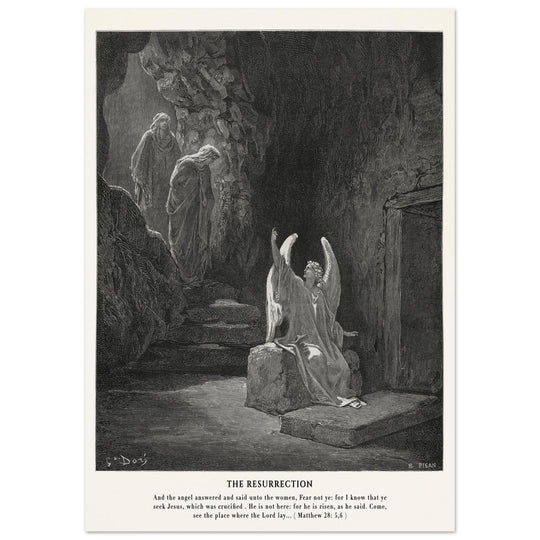 Gustave Dore The Bible engraving print . The Resurrection illustration .