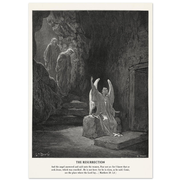 Gustave Dore The Bible engraving print . The Resurrection illustration .