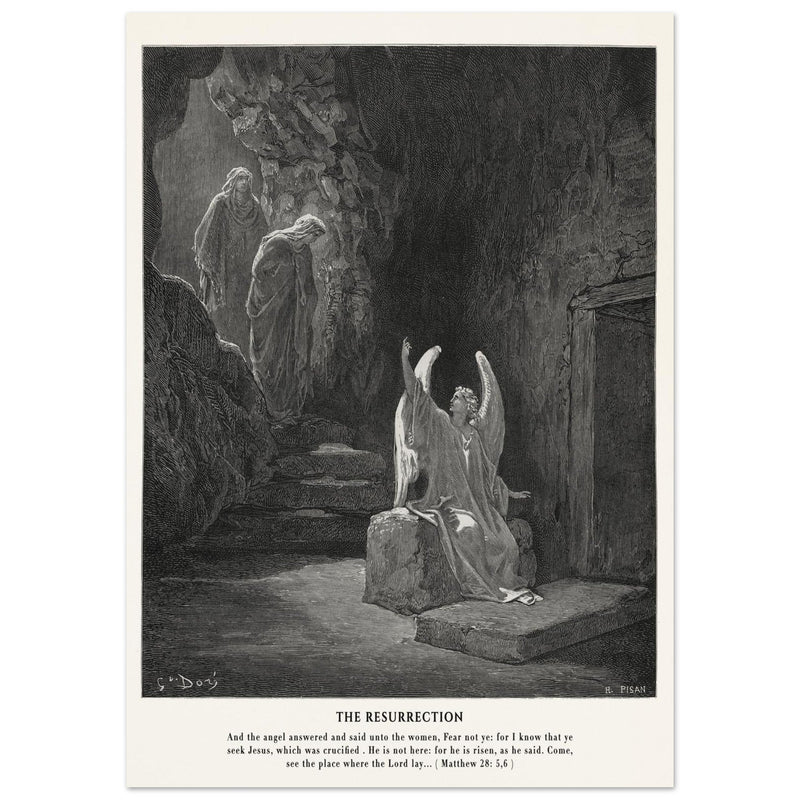 Gustave Dore The Bible engraving print . The Resurrection illustration .