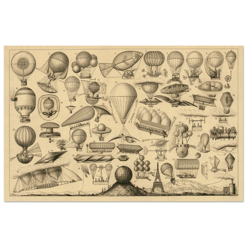 Historic balloons, airships, and other flying machines.