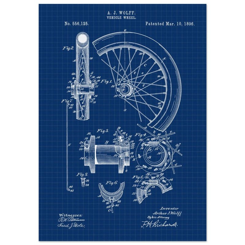 Vehicle whell patent illustration. Vintage drawing .