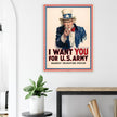 I want you for us army poster. World War I recruiting propaganda.