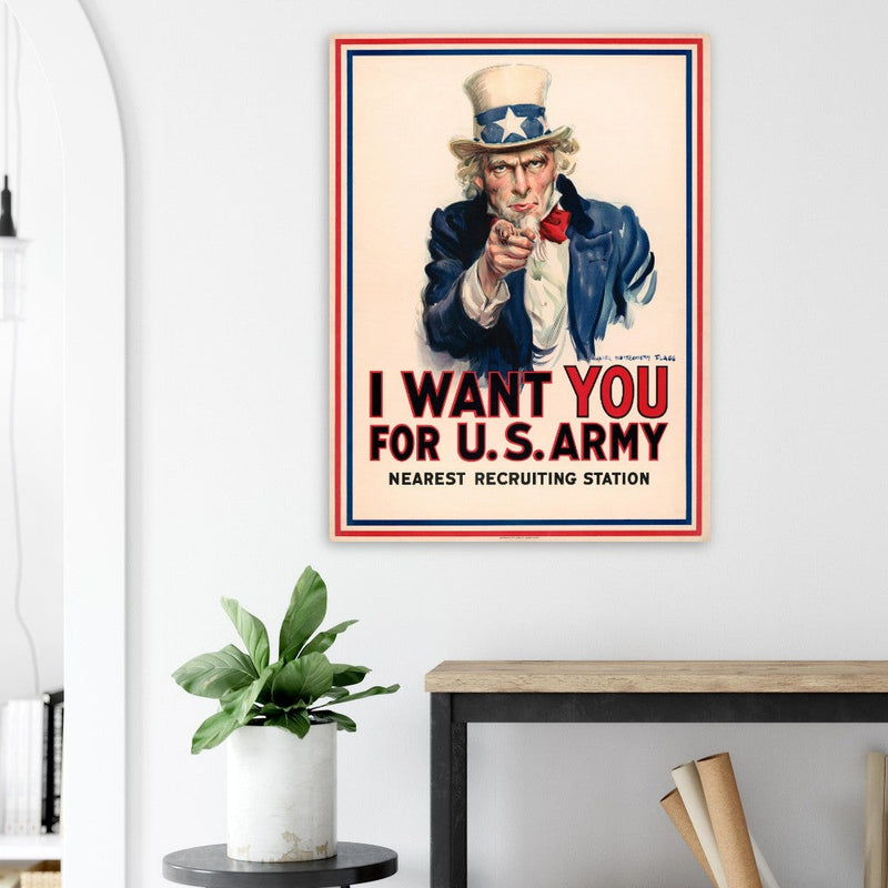 I want you for us army poster. World War I recruiting propaganda.
