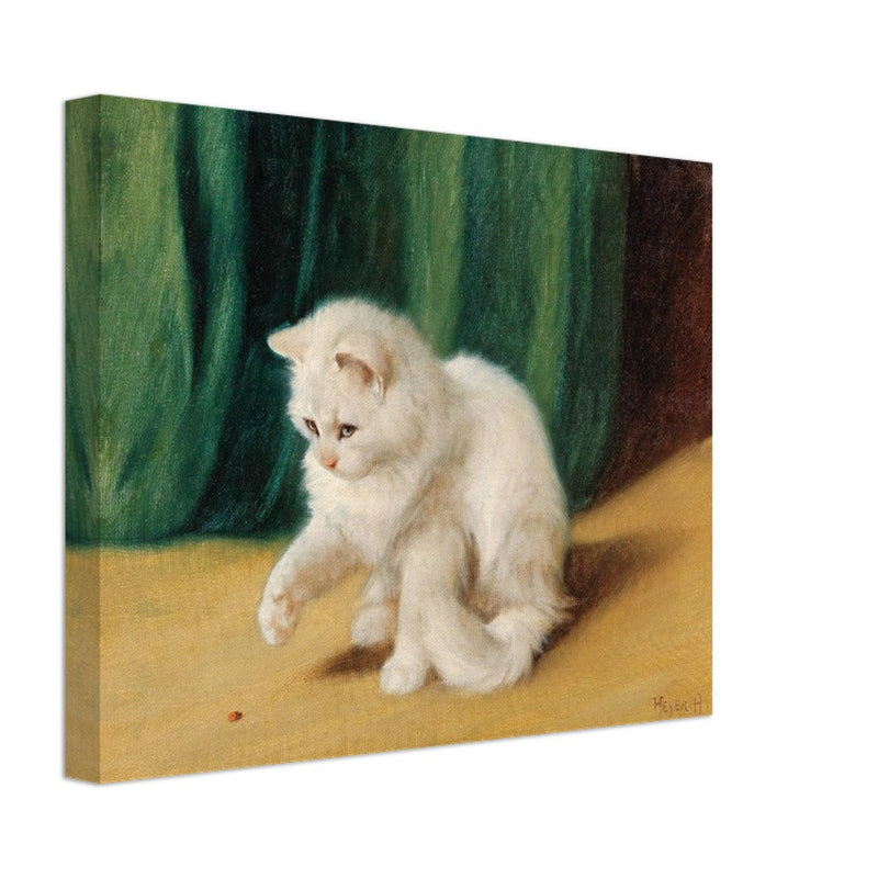 Cat with Ladybird old painting by Arthur Heyer.