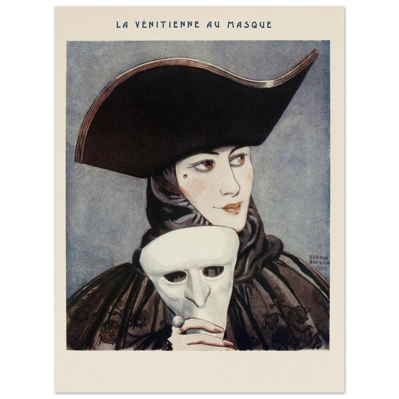 La Venitienne au Masque illustration published in Fantasio vintage magazine by George Barbier.
