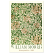 William Morris art print Honeysuckle wallpaper. Vintage flower and leaves poster.