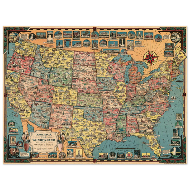 America the Wonderland: A Pictorial Map of the United States by Ernest Dudley Chase.