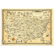 United States of America vintage map by Ernest Dudley Chase celebrating landmarks and national symbols of identity.