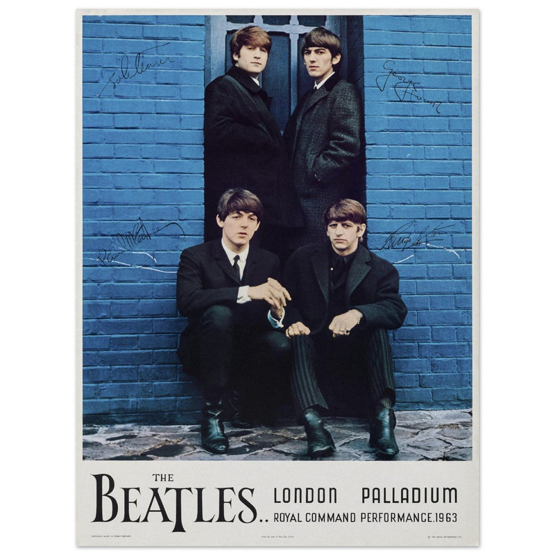 The Beatles Royal Command concert London Palladium Venue. Vintage music poster reproduction.