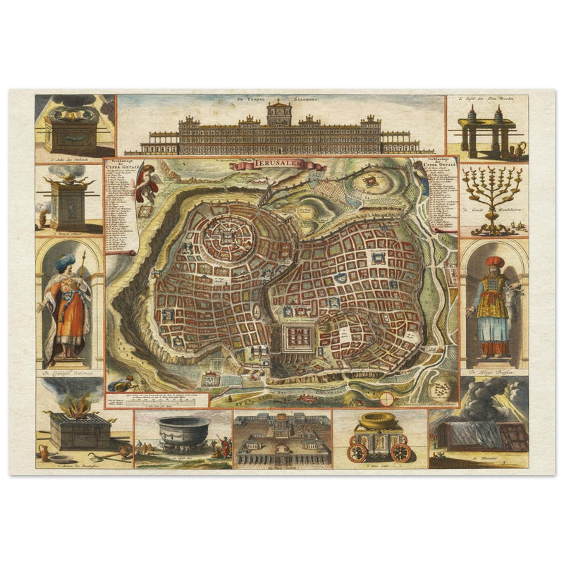 Jerusalem ancient map XVII Century by Daniel Stoopendael.