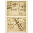 Leonardo da Vinci Atlantic Codex (Codex Atlanticus) Giant crossbow drawing reproduction.