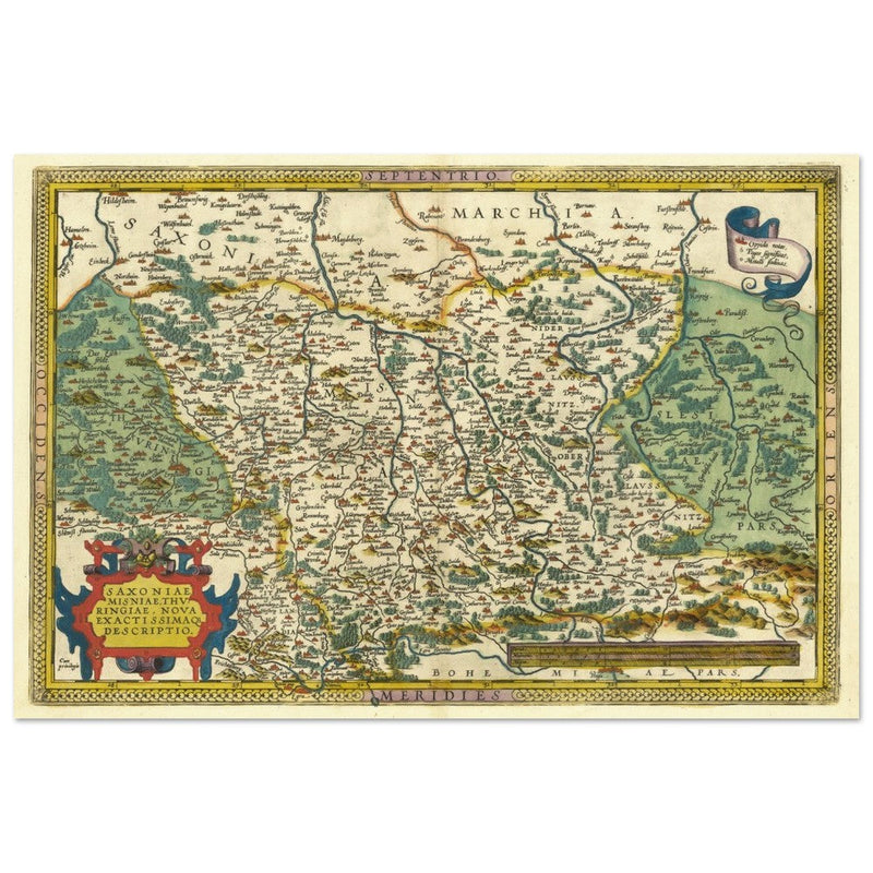 Ancient historic map of Saxony, Meissen, and Thuringia by Abraham Ortelius.